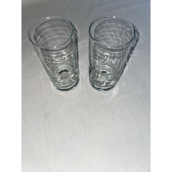 Crisa Libbey Impressions Clear Glass Tumblers Sz  3” Wide 6” Tall Set Of 2 16 Oz - Picture 11 of 12